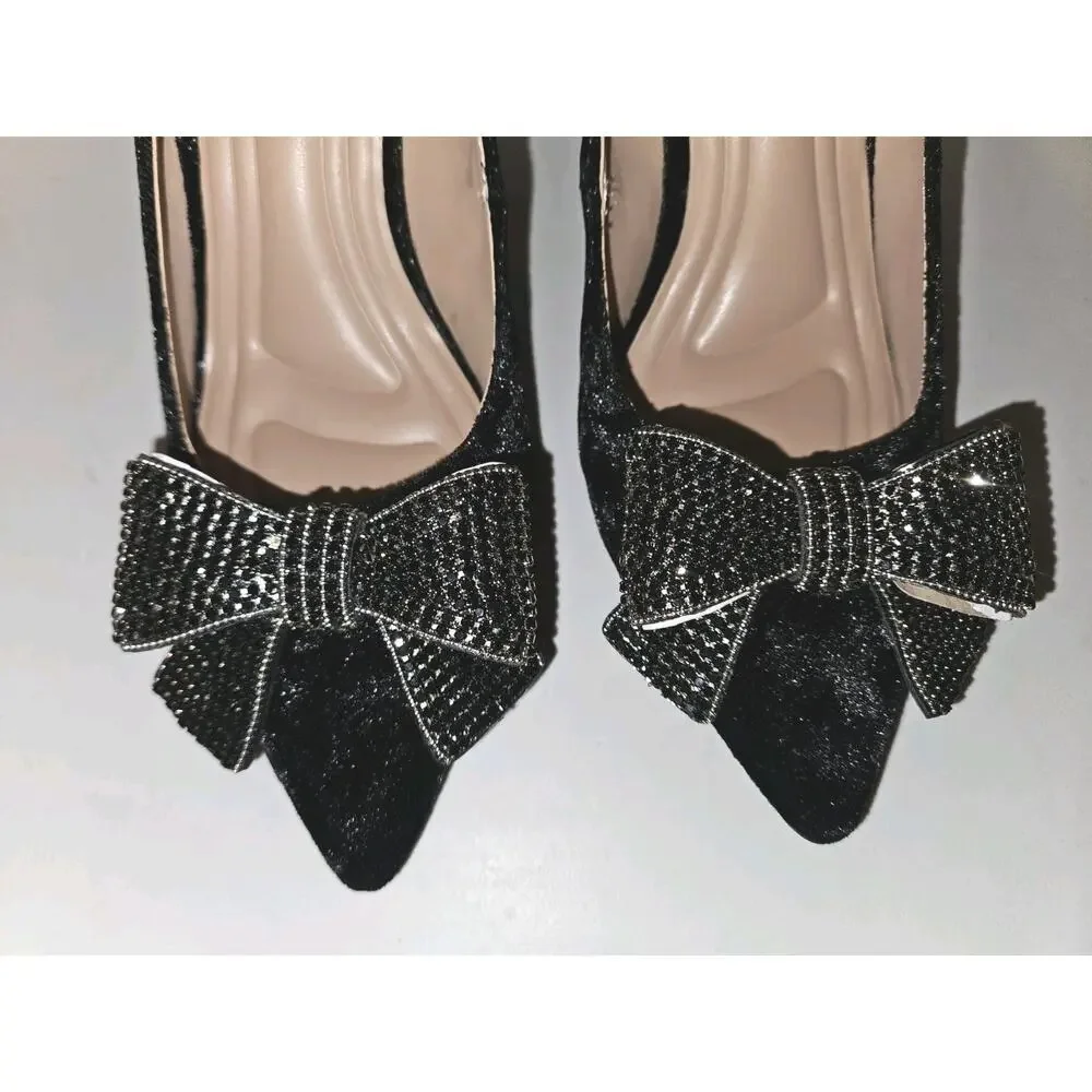 New With Box! Bcbgeneration Bissha-2 Velour Pump With Bling Bow Women's 5.5